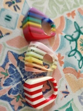 Kids Multicolor & Red Striped Stackable Rings - Kids Accessories